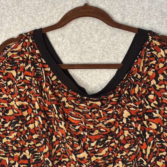 Cato Women's Large Blouse Orange Gold Black Glitter Swoop Dressy Casual Business - Picture 2 of 9